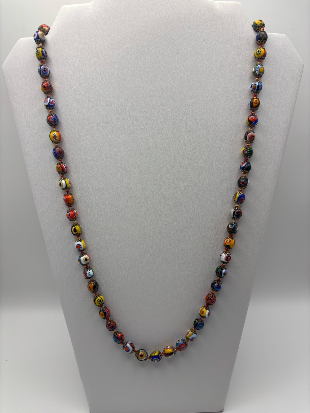 Multicolor Millefiori Glass Bead Necklace - Elegant Women's Jewelry